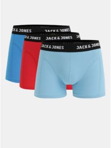Balenie troch boxeriek v červenej a modrej farbe Jack & Jones Bear