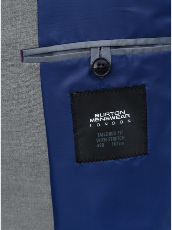 Sivé oblekové tailored fit sako Burton Menswear London