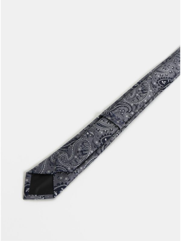 Tmavomodrá vzorovaná slim kravata Burton Menswear London