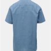 Modrá pánska vzorovaná regular fit košeľa s prímesou ľanu Tommy Hilfiger