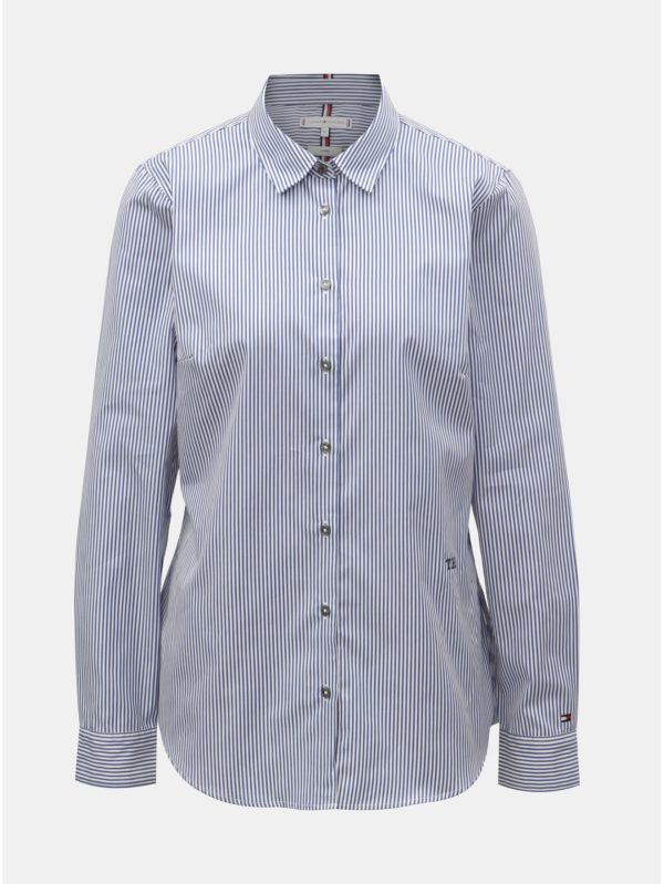 Bielo–modrá dámska pruhovaná fitted košeľa Tommy Hilfiger Essential