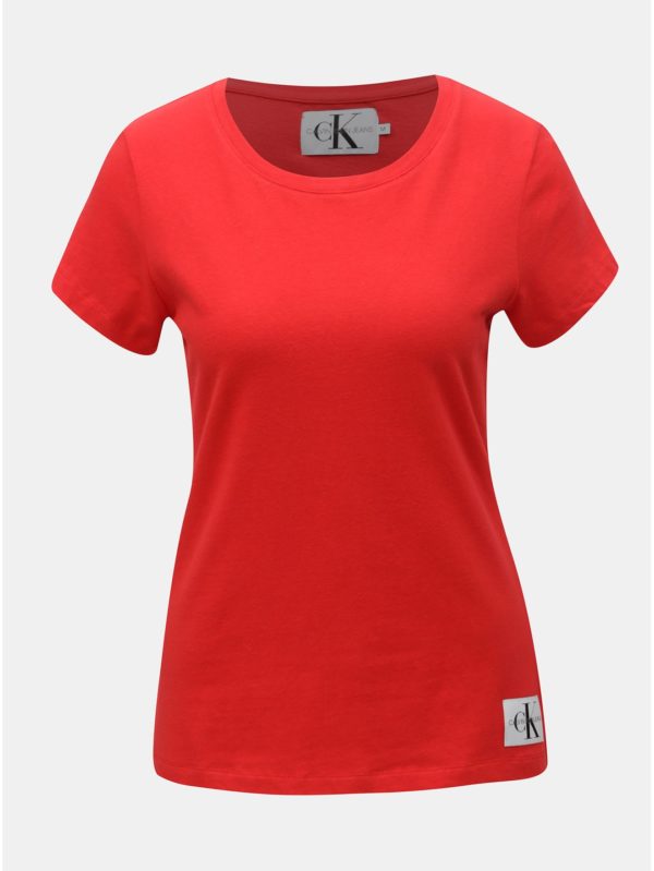 Červené dámske tričko s nášivkou Calvin Klein Jeans