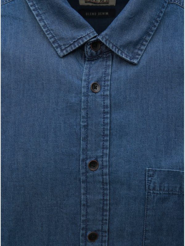 Modrá rifľová košeľa s vreckom Blend