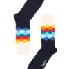 Bielo-modré unisex ponožky s farebnými kockami Happy Socks Faded Diamond
