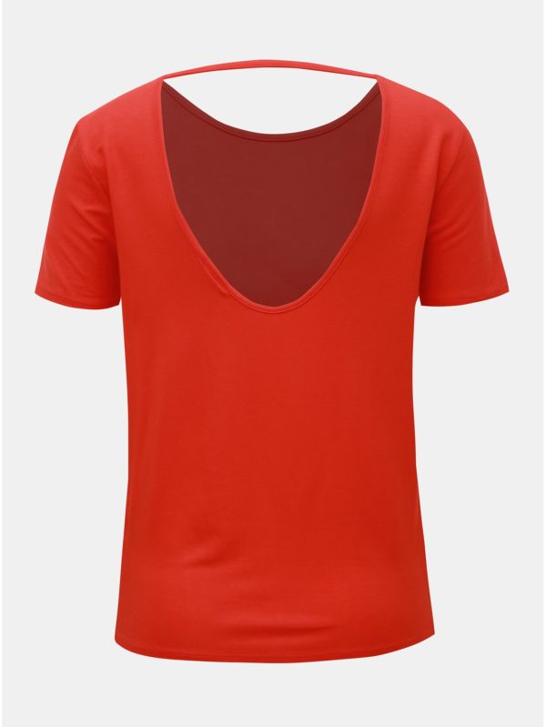 Červené tričko s prestrihom na chrbte Noisy May