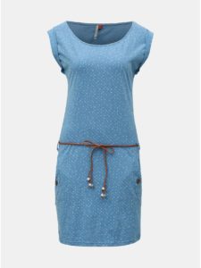Modré bodkované šaty s opaskom Ragwear Tag Dots