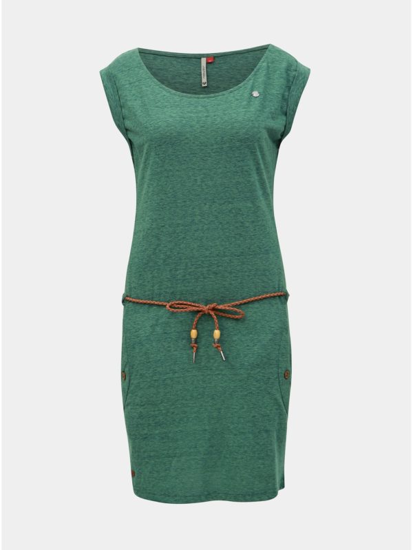 Zelené melírované šaty s opaskom Ragwear Tag
