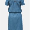 Modré rifľové šaty s odhalenými ramenami Ragwear Everly Denim