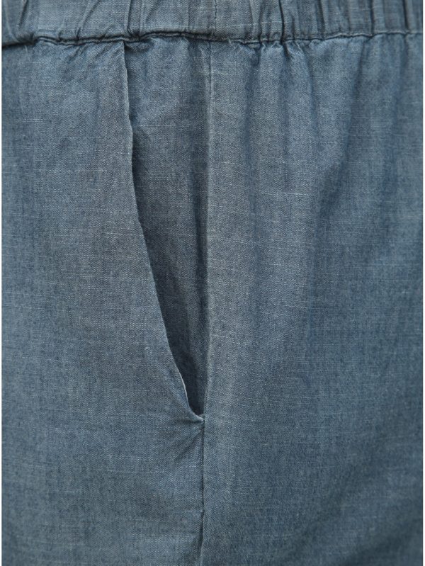 Modré 3/4 nohavice s vysokým pásom VERO MODA Emilia