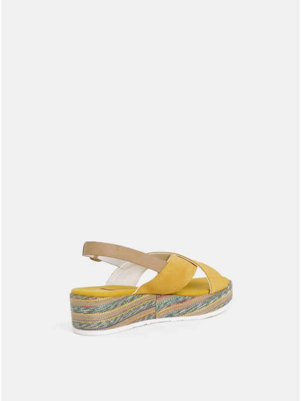 Horčicové dámske semišové sandále U.S. Polo Assn.