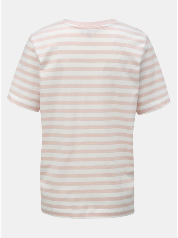 Bielo–ružové pruhované basic tričko Selected Femme Standard