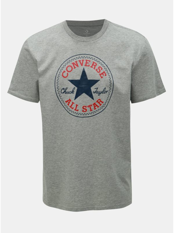 Sivé pánske tričko s potlačou Converse