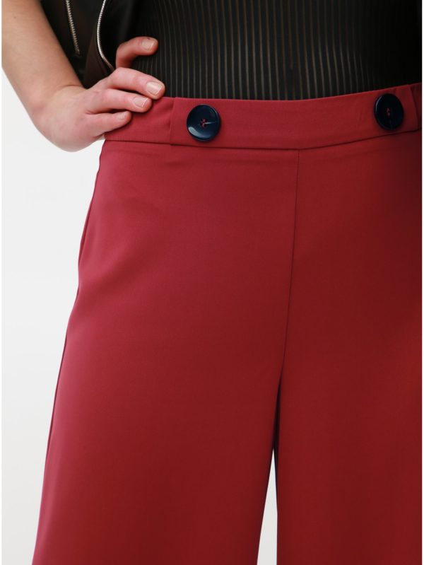 Červené široké nohavice s vysokým pásom Dorothy Perkins