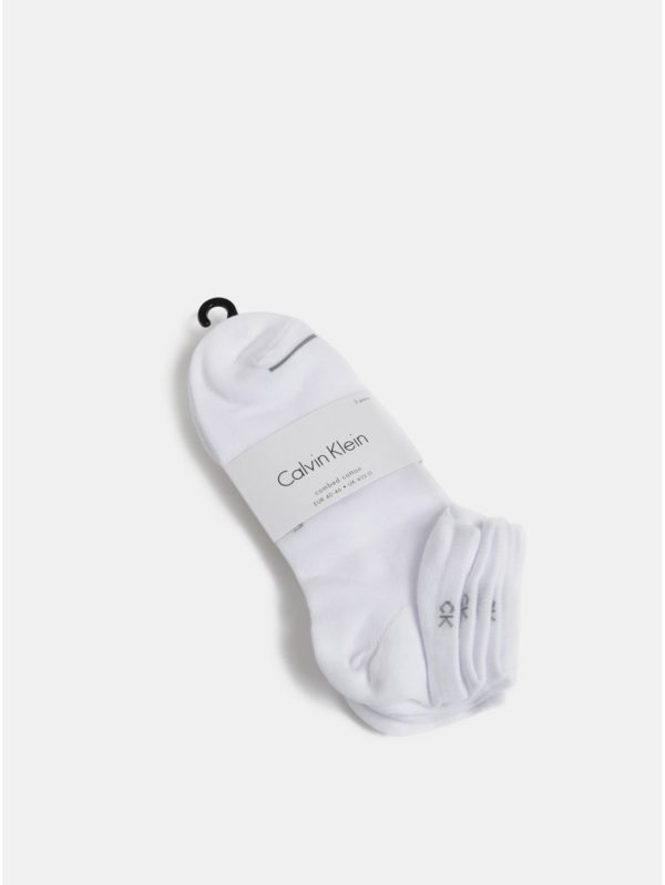 Balenie troch párov bielych pánskych ponožiek Calvin Klein Jeans