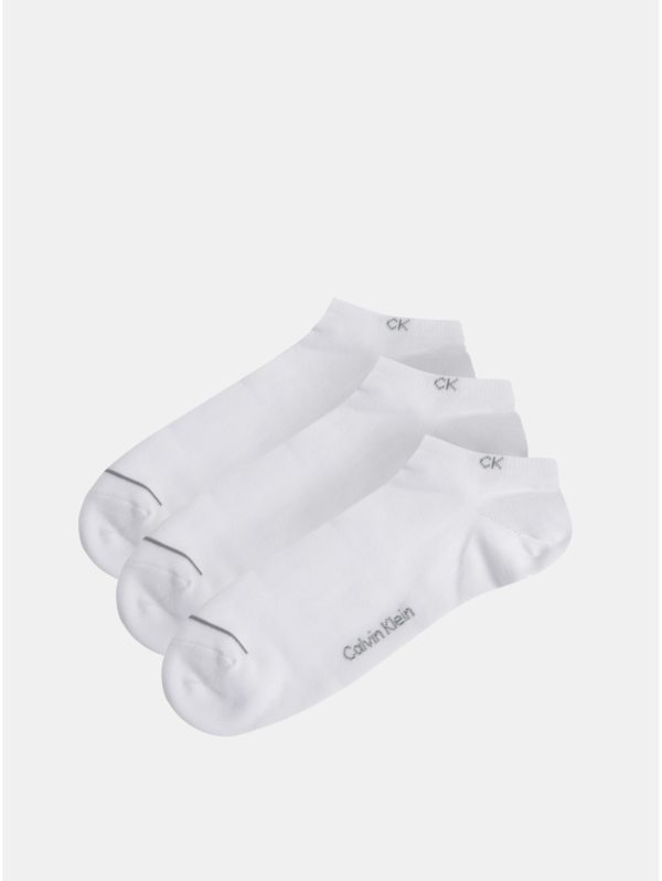 Balenie troch párov bielych pánskych ponožiek Calvin Klein Jeans