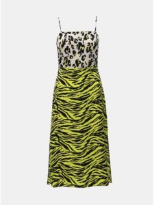 Žlté šaty s leopardím vzorom a rozparkami Miss Selfridge