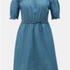 Modré rifľové šaty s odhalenými ramenami Miss Selfridge