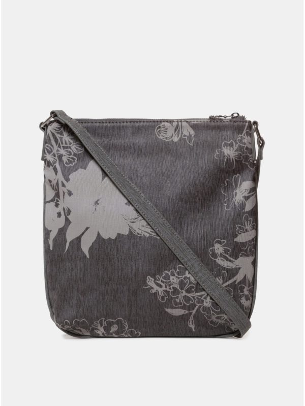 Sivá crossbody kabelka s nášivkami Desigual Wallpaper Kaua