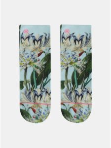 Mentolové dámske kvetované ponožky XPOOOS