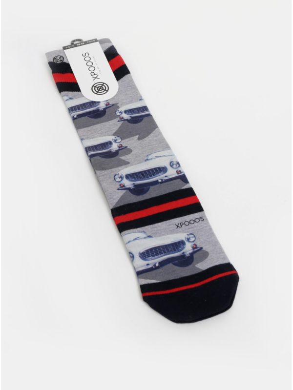 Sivé pánske vzorované ponožky XPOOOS