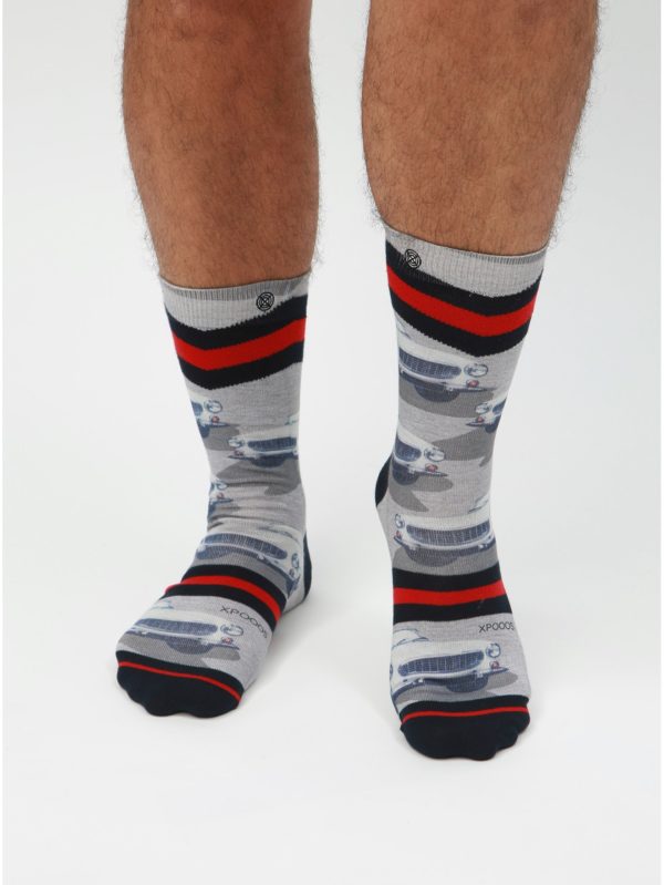 Sivé pánske vzorované ponožky XPOOOS