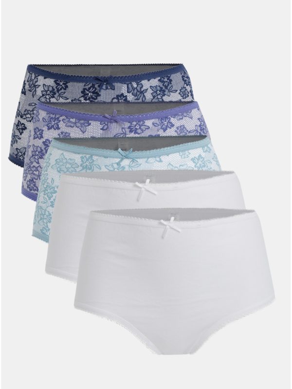 Balenie piatich nohavičiek v bielo–modrej farbe M&Co