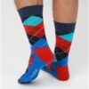 Červeno–modré vzorované ponožky Happy Socks Argyle
