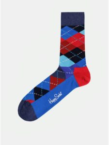 Červeno–modré vzorované ponožky Happy Socks Argyle