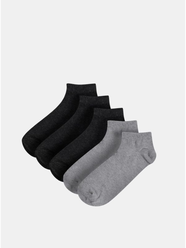 Balenie piatich párov sivých nízkych ponožiek Burton Menswear London
