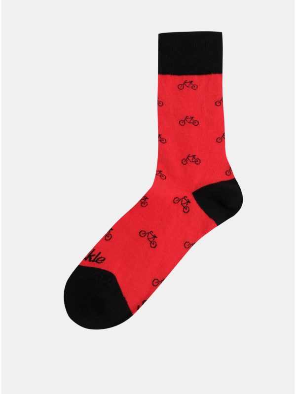 Červené vzorované ponožky Fusakle Cyklista červený