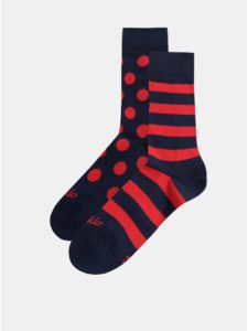 Červeno–modré vzorované ponožky Fusakle Krvavá noc