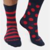 Červeno–modré vzorované ponožky Fusakle Krvavá noc