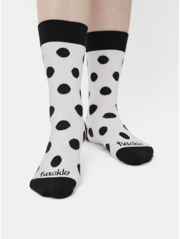 Čierno–biele bodkované ponožky Fusakle Guličkár Dzekson