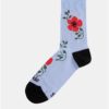 Svetlomodré dámske kvetované ponožky Fusakle Šípová ruža