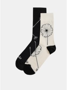 Krémovo–čierne dámske vzorované ponožky Fusakle Púpava