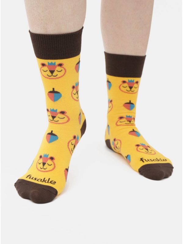 Žlté dámske vzorované ponožky Fusakle Brum