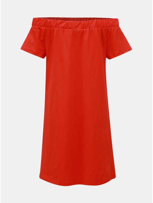 Červené šaty s odhalenými ramenami VERO MODA Alzia