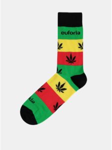 Žlto–zelené vzorované ponožky Fusakle Euforia Reggae