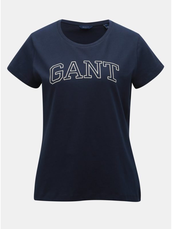 Tmavomodré dámske tričko s potlačou GANT
