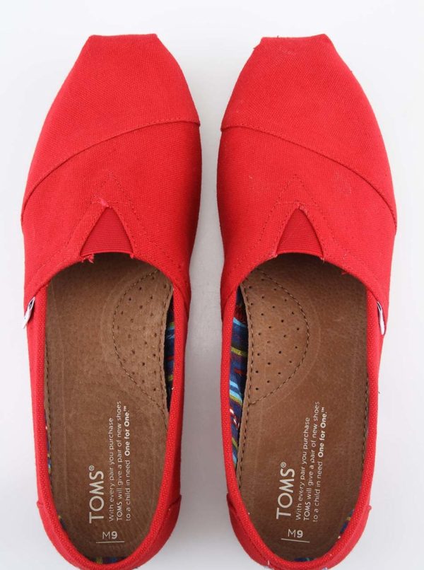 Červené dámske loafers TOMS Canvas Classic