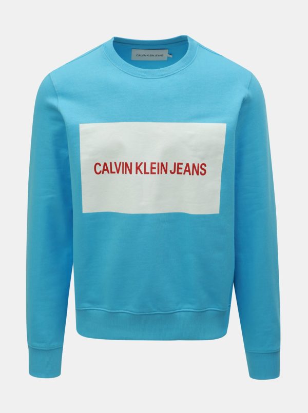 Modrá pánska mikina s potlačou Calvin Klein Jeans