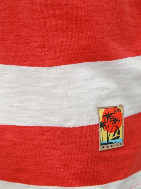 Bielo–červené pruhované tričko ONLY & SONS Patterson