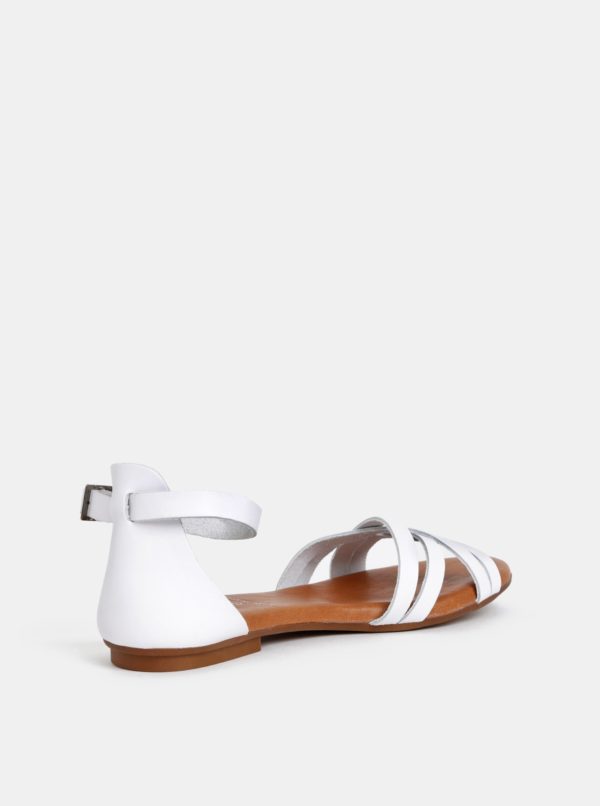 Biele kožené sandále OJJU