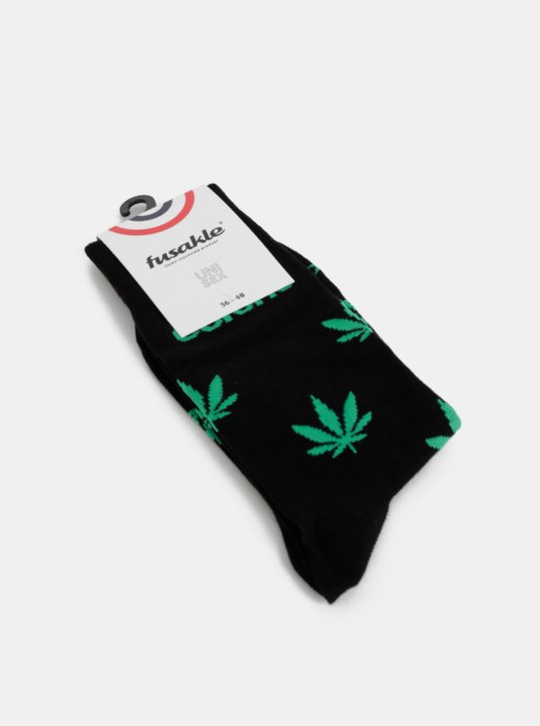 Čierne dámske vzorované ponožky Fusakle Euforia zelena
