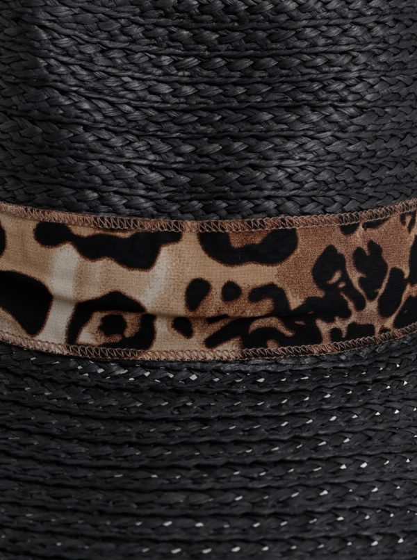 Čierny klobúk so stuhou s leopardím vzorom Dorothy Perkins