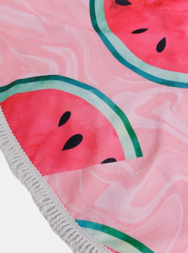 Rúžová kulatá vzorovaná plážová deka Haily´s Watermelon