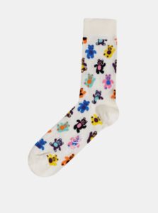 Krémové dámske vzorované ponožky Happy Socks