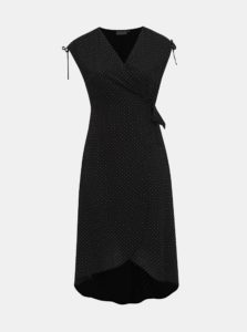Čierne bodkované zavinovacie šaty ONLY CARMAKOMA Taylor