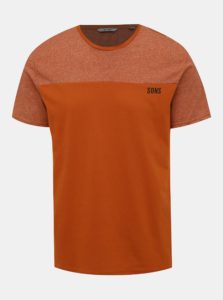 Oranžové žíhané tričko ONLY & SONS Poam