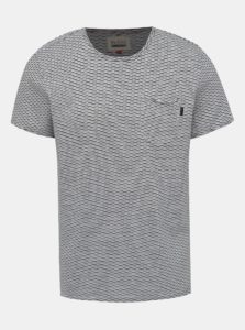 Čierno-biele pruhované tričko s náprsným vreckom Blend
